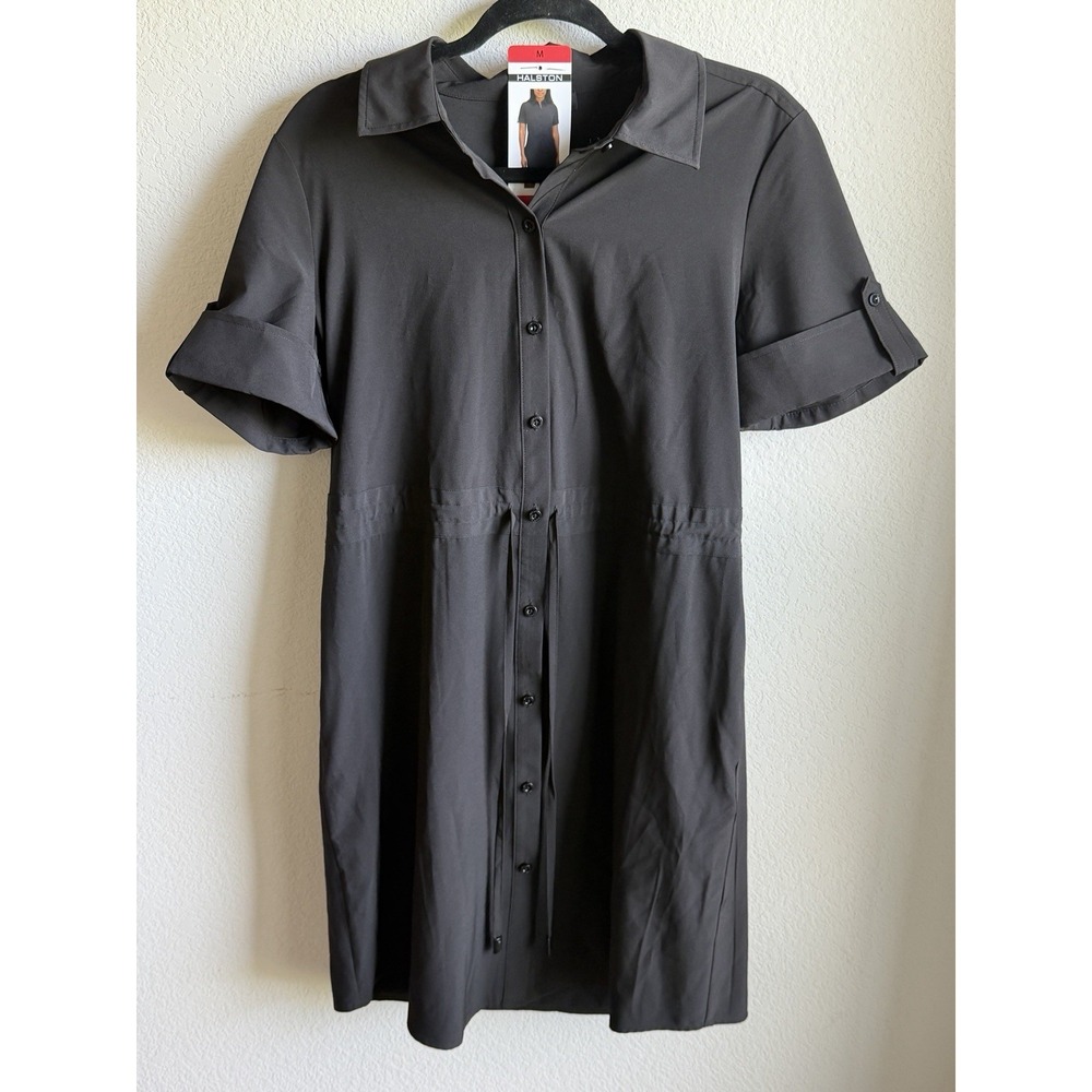 NEW NWT! SIZE M Halston Black Button-Down Shirt Dress Classy